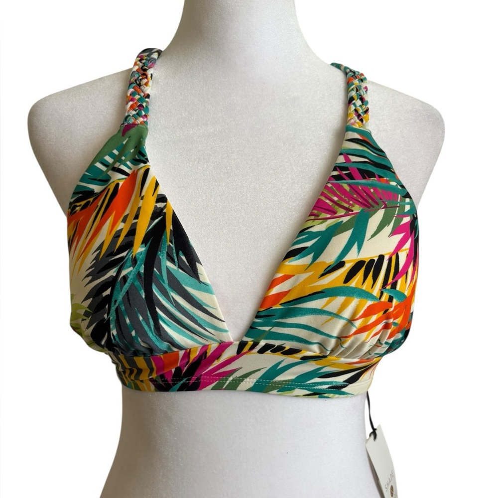 Small Shade & Shore Leaf Tropical Print Longline Bikini Top